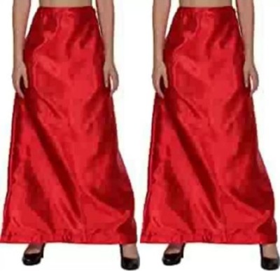 LS FASHION Red satin blend petticoat Satin Blend Petticoat(Free)