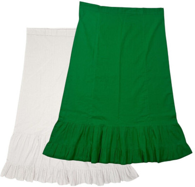 Belizs White & Dark Spring Green Combo Pure Cotton Petticoat(XXL)