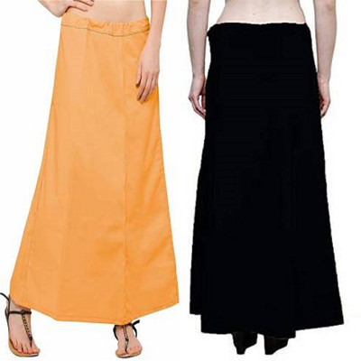 Gugaliya GOLDEN YELLOW-BLACK Pure Cotton Petticoat(Medium)
