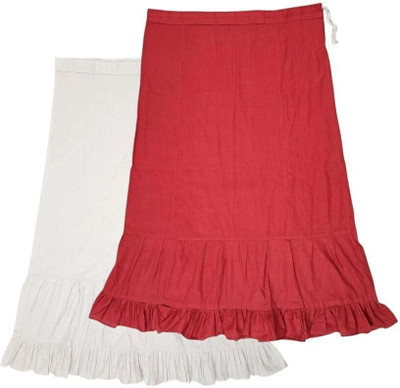 Belizs White & Crimson Combo Pure Cotton Petticoat(XL)