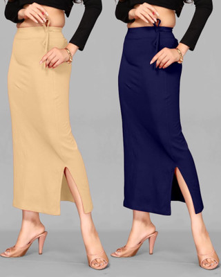 BADGERW INSOME Slim Saree shapewear Combo Beige & Navy Blue (S) Lycra Blend Petticoat(S)