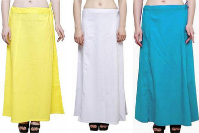 Gugaliya YELLOW-WHITE--FIROZI Pure Cotton Petticoat(Medium)