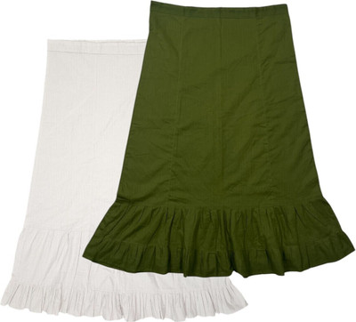 house of common White & Olive Green Combo Pure Cotton Petticoat(XL)