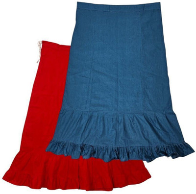 Belizzi Paridhan Red & Peacock Blue Combo Pure Cotton Petticoat(XL)