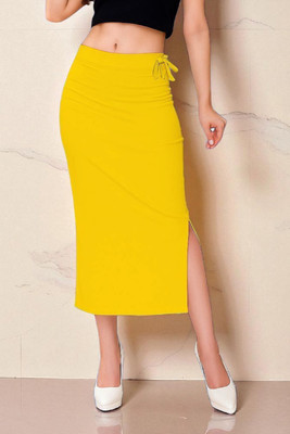 DSV ENTERPRISES Shapeware Yellow M0038 Lycra Blend Petticoat(XS)