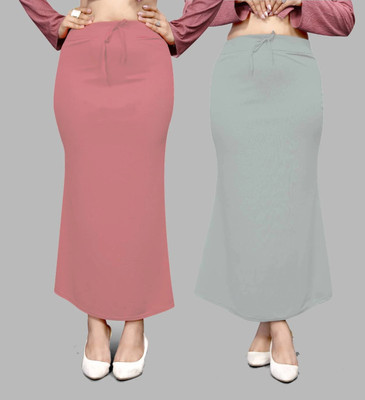 VIDHATA FASHION Fish Cut Petticoat/Peticot Saree Shape Wear Peach and Grey Lycra Blend Petticoat(3XL)