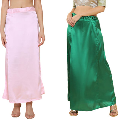 Lootnixx SATIN_SP_LIGHT_PINK+MINT_GREEN Petticoat Combo For women XXL Pure Satin Petticoat(XXL)