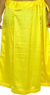 AraExports Satin Silk Yellow 15 Women Wrap Saree Petticoat Underskirt Innerwear Silk Blend Petticoat(Free)