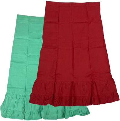 house of common Medium Spring Green & Old Brick Combo Pure Cotton Petticoat(XXL)