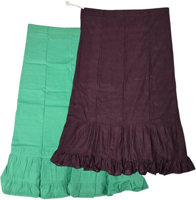 Belizs Medium Spring Green & Dark Sangria Combo Pure Cotton Petticoat(XL)