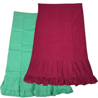 Belizs Medium Spring Green & Dark Red Combo Pure Cotton Petticoat(XXL)