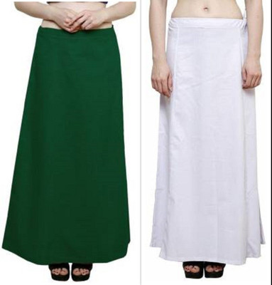 Gugaliya Bottle Green-White Pure Cotton Petticoat(Medium)