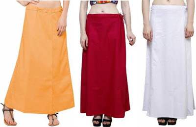 Gugaliya WHITE GOLDEN YELLOW RANI Pure Cotton Petticoat(Medium)