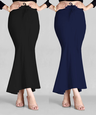 MEHRAROO BLACK TO BLUE PETTICOAT COMBO (L) Lycra Blend Petticoat(L)