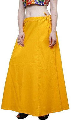 COMPLAYYER Mustard Readymade Saree Petticoats(Free Size) Pure Cotton Petticoat(Free)