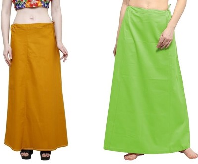 JTGEnteprises Combo Of 2 Light Green and Mango Yellow Stylish M SIZE Special Interlocking Pure Cotton Petticoat(Medium)