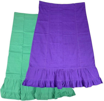 Belizs Medium Spring Green & Bluish Purple Combo Pure Cotton Petticoat(XXL)