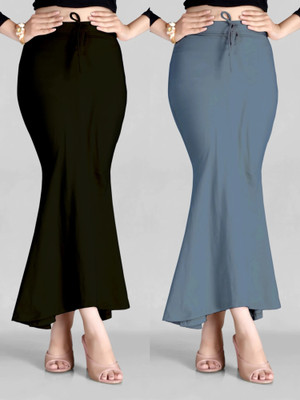 KEYU FASHION COMBO FISHCUT SAREE SHAPEWEAR GREY BLACK Lycra Blend Petticoat(S)