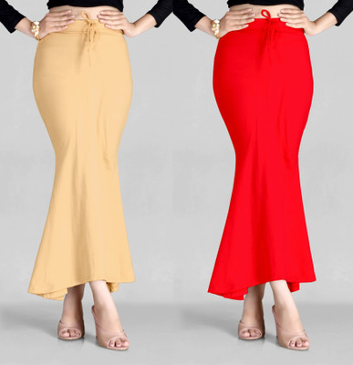 KEYU FASHION BEIGE-COMBO-FISHTAIL-RED-BEIGE Lycra Blend Petticoat(L)