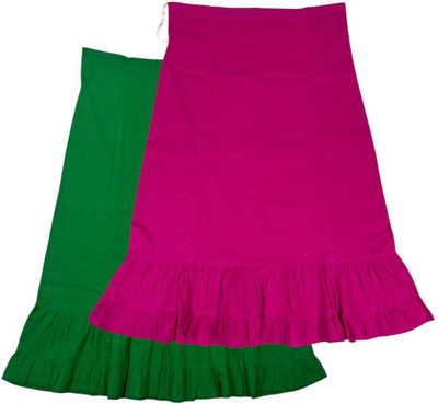 Belizzi Paridhan BE Dark Spring Green & Violate Red Combo Pure Cotton Petticoat(XL)
