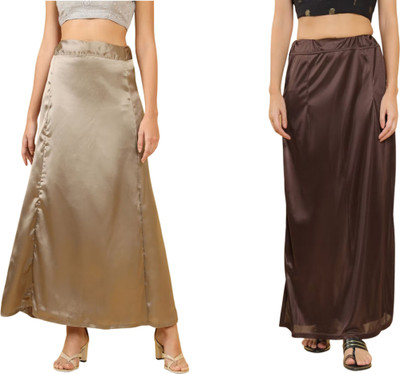Lootnixx SATIN_SP_LIGHT_BROWN+DARK_BROWN Petticoat Combo For women Free Pure Satin Petticoat(Free)