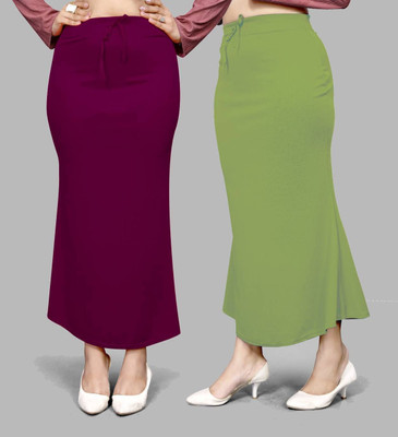 VIDHATA FASHION Fish Cut Petticoat/Peticot Saree Shape Wear Light Green and Wine Lycra Blend Petticoat(S)