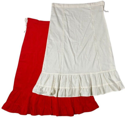 Belizzi Paridhan Red & Light Cream Combo Pure Cotton Petticoat(XL)