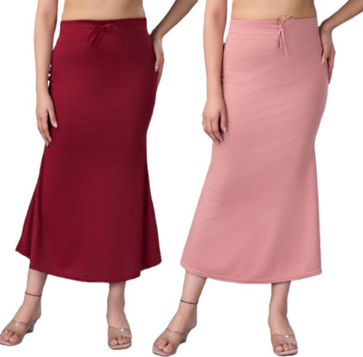 VIDHATA FASHION Combo Fishcut Maroon - Peach Lycra Blend Petticoat(M)