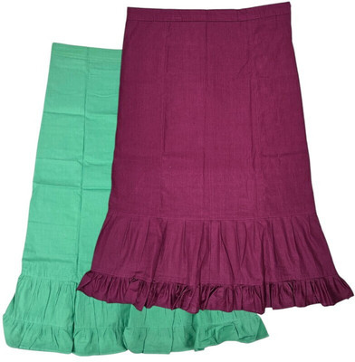 Belizs Medium Spring Green & Deep Magenta Combo Pure Cotton Petticoat(XL)