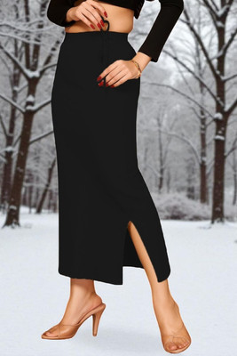 The Stanch Shapeware Black MT1002 Lycra Blend Petticoat(XXL)