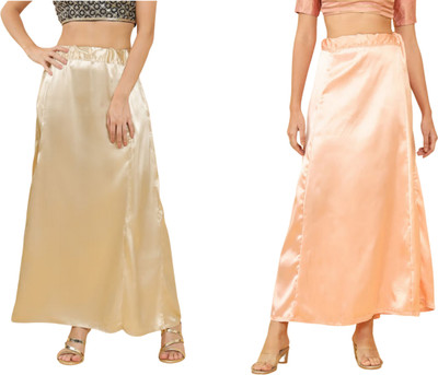 Lootnixx SATIN_SP_LIGHT_GOLD+PEACH Petticoat Combo For women 3XL Pure Satin Petticoat(3XL)