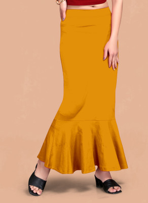 DRESQUE STORE DS_PC_PLEATS_3512_MUSTARD_YELLOW(L) Lycra Blend Petticoat(L)