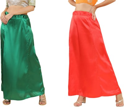 Lootnixx SATIN_SP_MINT_GREEN+RED Petticoat Combo For women Medium Pure Satin Petticoat(Medium)