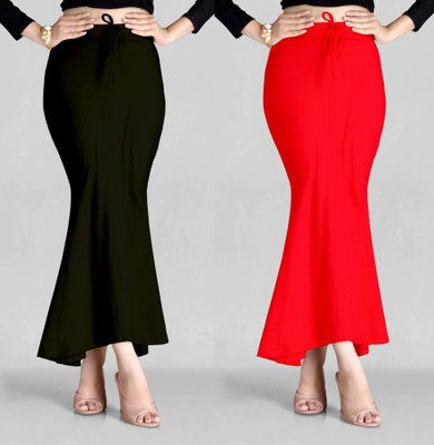KEYU FASHION COMBO-FISHTAIL-RED-BLACK Lycra Blend Petticoat(L)