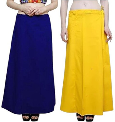 manidhari fab tex Petticoat combo 2_Dark Blue, yellow Cotton Linen Blend Petticoat(Free)