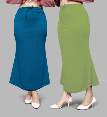 VIDHATA FASHION Fish Cut Petticoat/Peticot Saree Shape Wear Light Green and Blue Lycra Blend Petticoat(M)