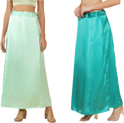 Lootnixx SATIN_SP_TEALISH_GREEN+LIGHT_SEA_GREEN Pure Satin petticoat Combo For women 3XL Pure Satin Petticoat(3XL)