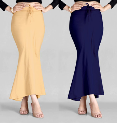 KEYU FASHION BEIGE-COMBO-FISHTAIL-NAVY-BEIGE Lycra Blend Petticoat(L)