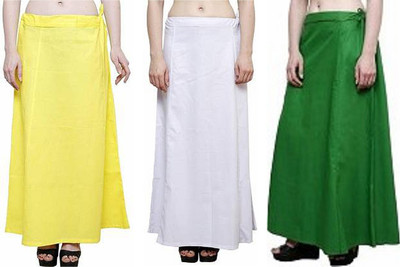 Gugaliya YELLOW-WHITE--GREEN Pure Cotton Petticoat(Medium)