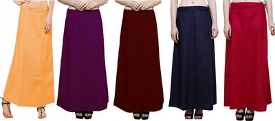 Gugaliya Golden yellow-Jamuni-Maroon -Navy blue-Rani Pure Cotton Petticoat(Medium)