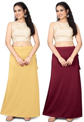 vaitan Saree Petticoat Shapewear 2Pc Combo Skin Maroon Lycra Blend Petticoat(Free)