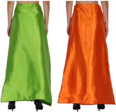 IR Fashion Orange & light green satin petticoat Satin Blend Petticoat(XL)