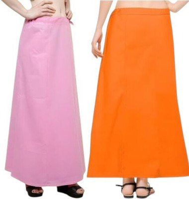 manidhari fab tex Petticoat combo 2_Pink, orange Cotton Linen Blend Petticoat(Free)