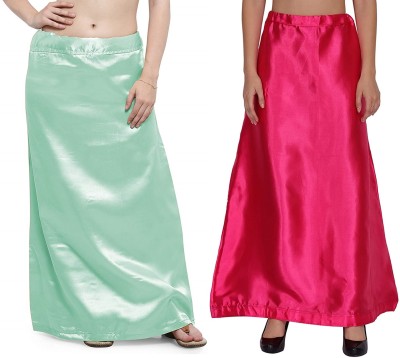 Guddan GD-6017-SeaGreen-GajriPink Pure Satin Petticoat(Free)