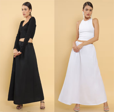 Lootnixx SP_White + Black petticoat Combo For women XL Pure Cotton Petticoat(XL)