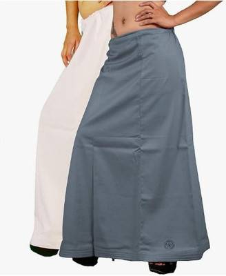 VM V-MAL PRODUCTS White & Slate Grey Saree Lehenga Underskirt Petticoat for Women with Drawstring Pure Cotton Petticoat(XXL)