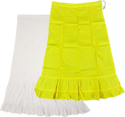 Belizzi Paridhan White & Mustard Yellow Combo Pure Cotton Petticoat(XL)