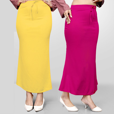 VIDHATA FASHION Petticoat Combo For Women Fish Cut Shape Saree Inskirt Magenta and Yellow Lycra Blend Petticoat(M)