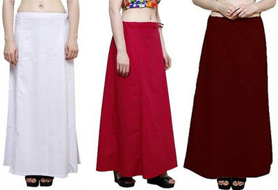 Gugaliya WHITE--RANI-MAROON Pure Cotton Petticoat(Medium)