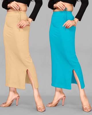 DRESQUE STORE Slim Saree shapewear Combo Beige & Light Blue (M) Lycra Blend Petticoat(M)